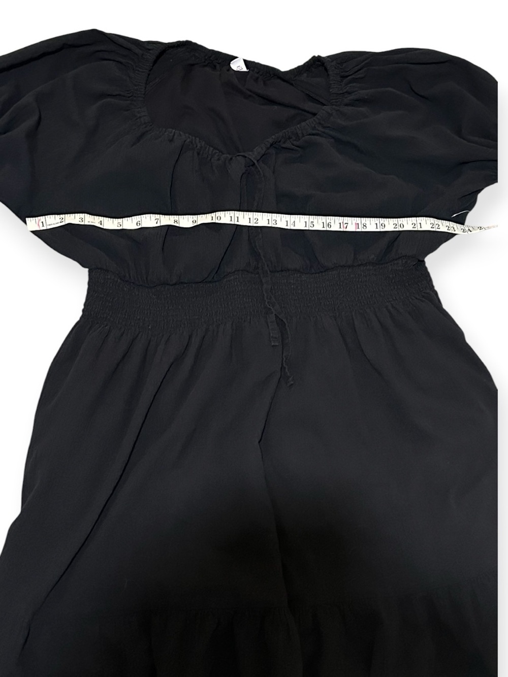 Old Navy Black Smocked-Waist Peasant Dress Women’s XXL Boho Puff Sleeve - Picture 3 of 9